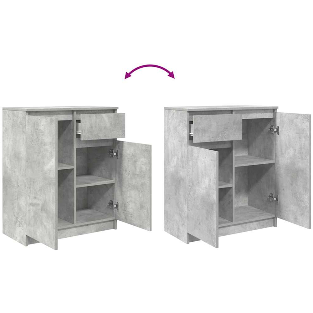 vidaXL 2 Door Single Drawer Concrete Grey Wooden Sideboard Image 8
