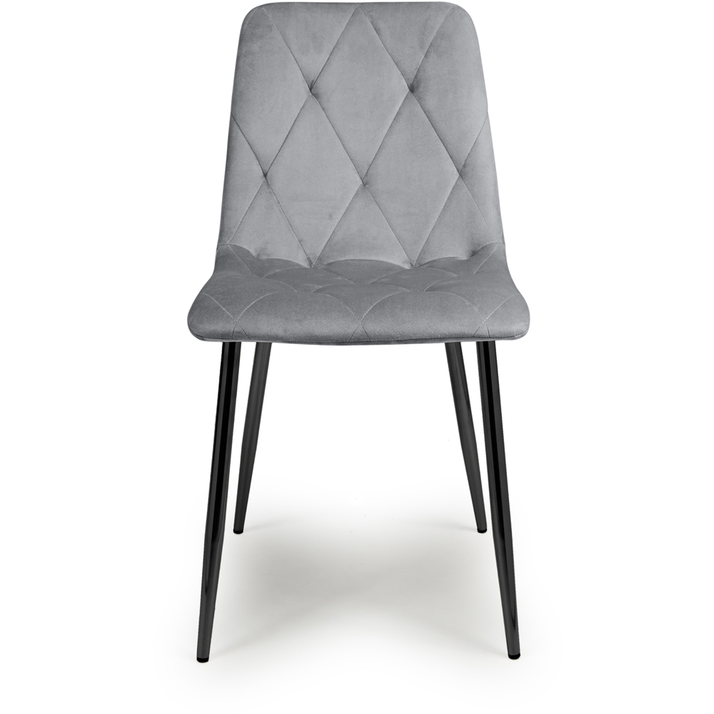 Vernon Set of 4 Grey Brushed Velvet Dining Chair Image 6