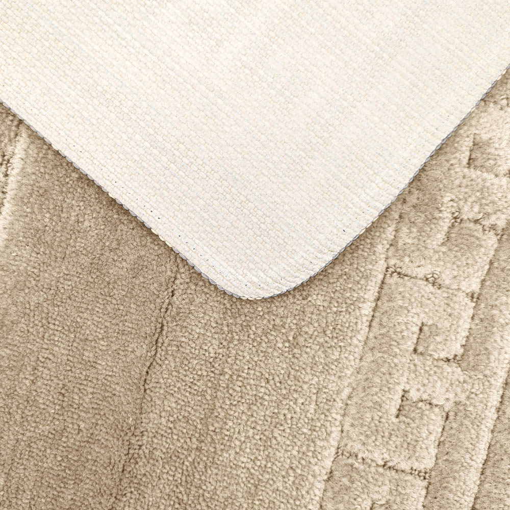 Velosso Greek Key Beige Bath Mat Set Image 5