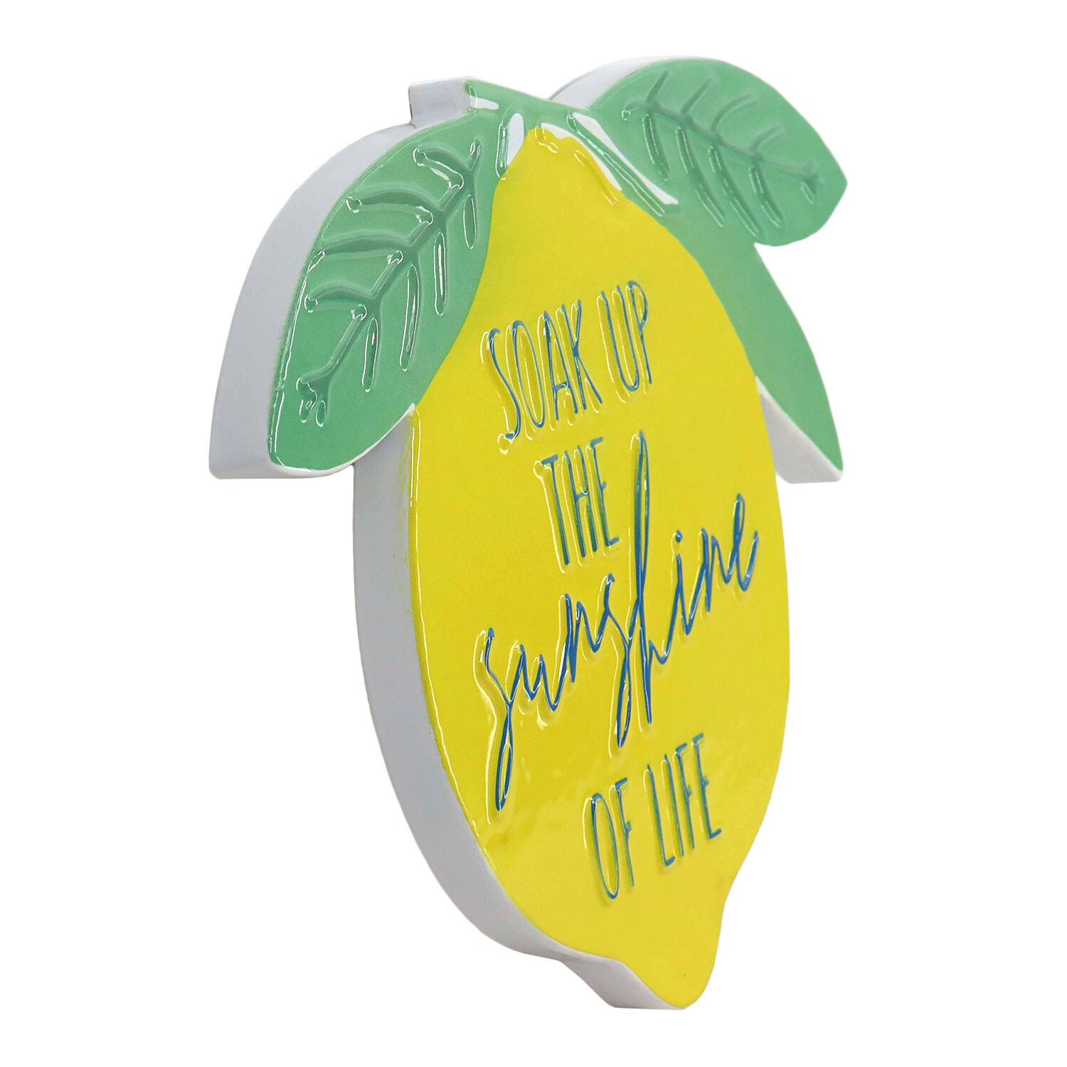 Fun Lemon Slogan Embossed Metal Sign - Yellow Image 2