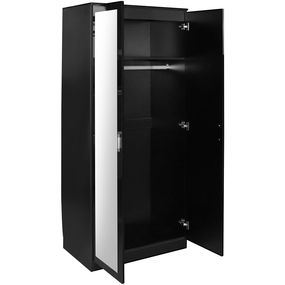Brooklyn 2 Door Black High Gloss Mirrored Wardrobe Image 4