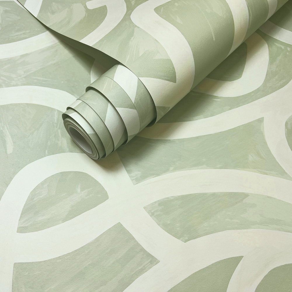 Holden Decor Linear Swirl Sage Wallpaper Image 2