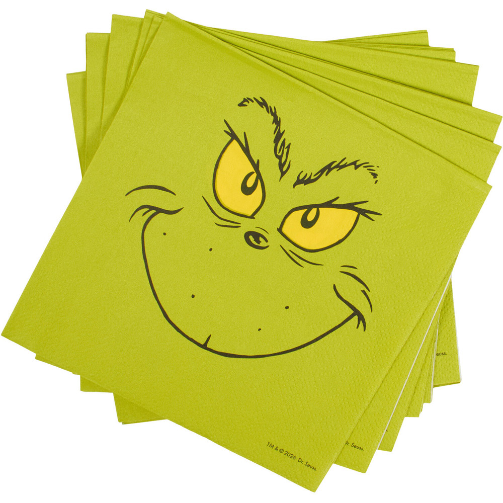 Pack of 20 Grinch Napkins Green Image 3