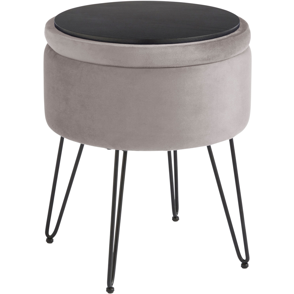GFW Avery Grey Velvet Storage Stool Image 4