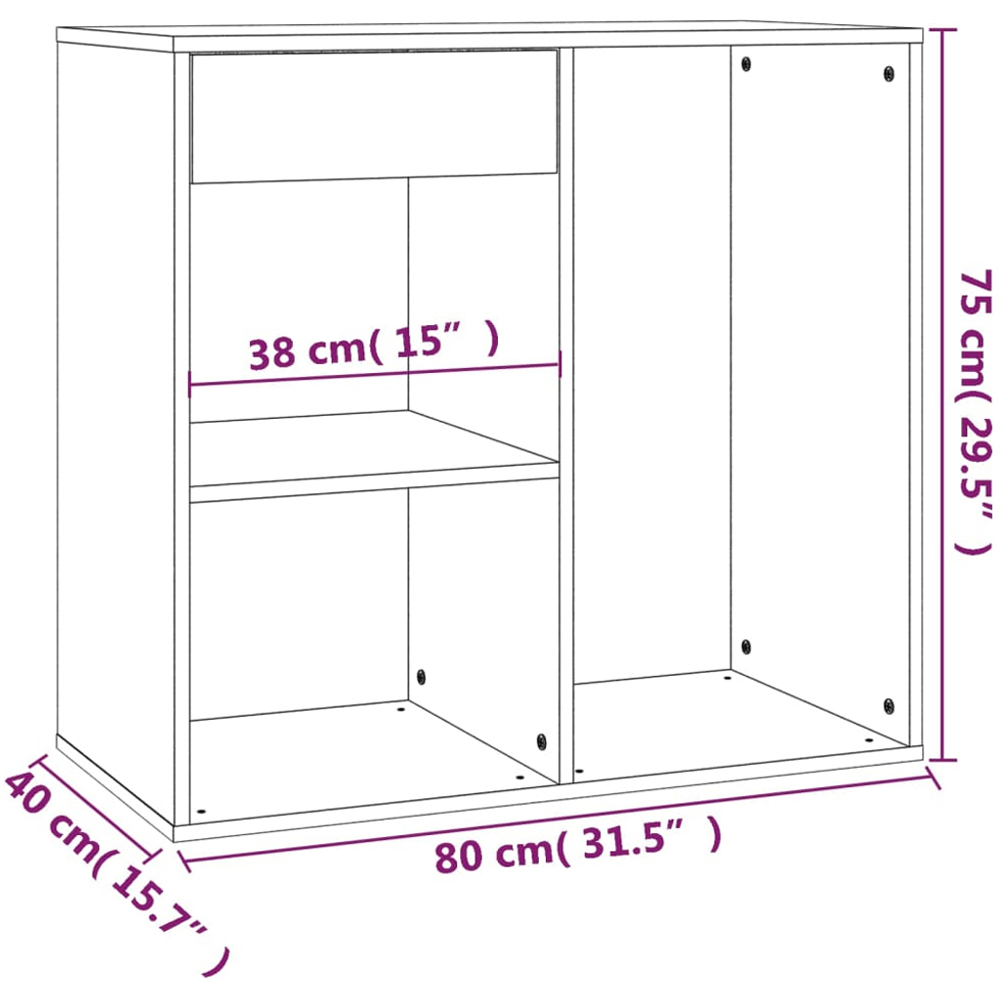 vidaXL Single Drawer 3 Shelf White Cosmetic Cabinet Image 9