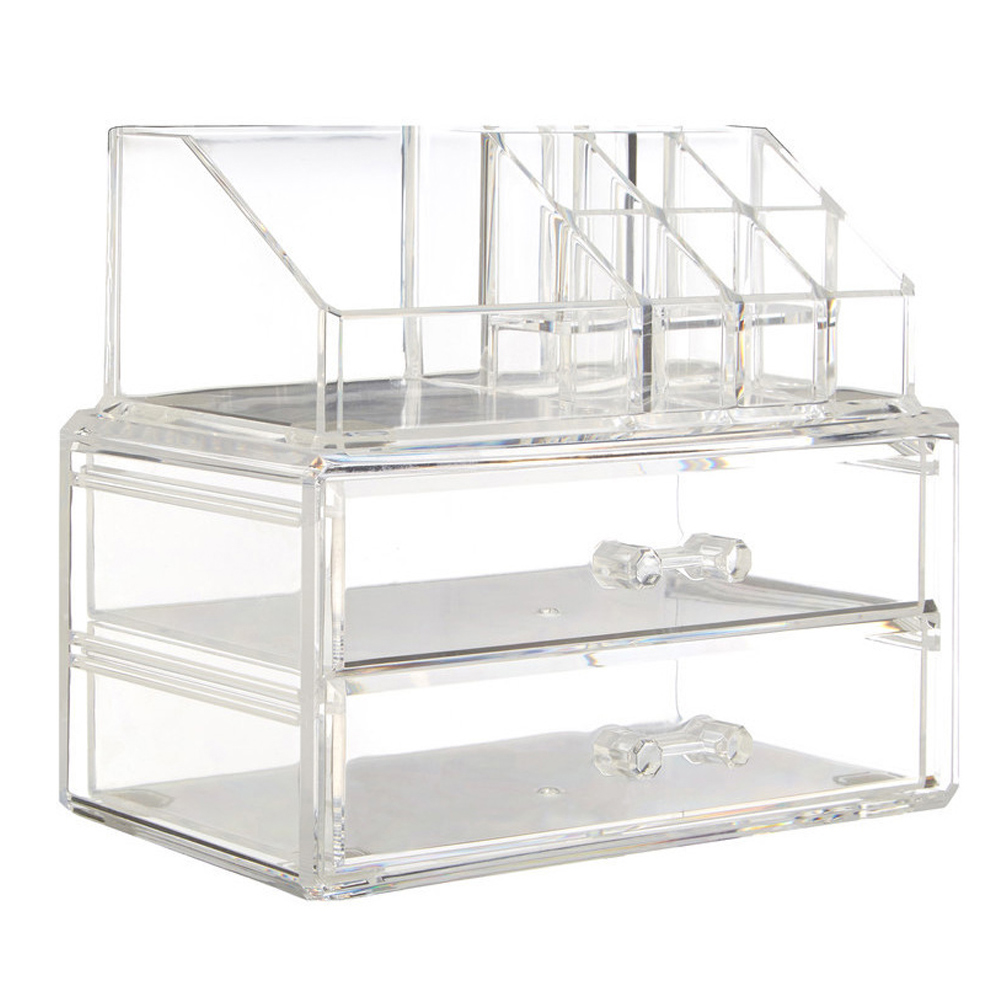 Premier Housewares Clear Cosmetic Organiser with Removable Top Shelf Image 1