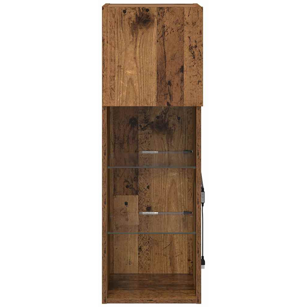 vidaXL Single Door 3 Shelf Old Wood Wall Mounted LED TV Unit Image 6