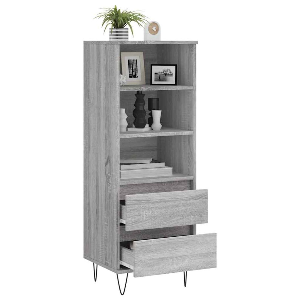 vidaXL 2 Drawer 3 Shelf Grey Sonoma Highboard Image 4