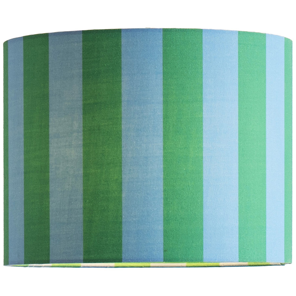 ValueLights Callie Colour Clash Large Blue and Green Stripe Fabric Drum Lamp Shade Image 1