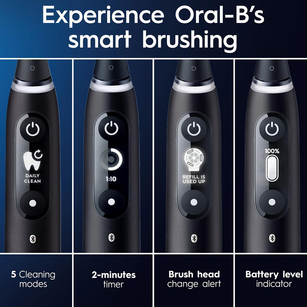 Oral-B iO6 Black Lava Ultimate Clean Electric Toothbrush with 8 Cross Action Black Refill Head Image 5