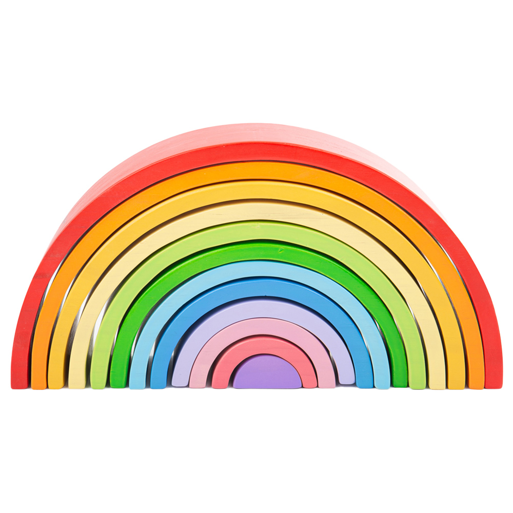 Bigjigs Toys Wooden Stacking Rainbow Toy Multicolour Large Image 5