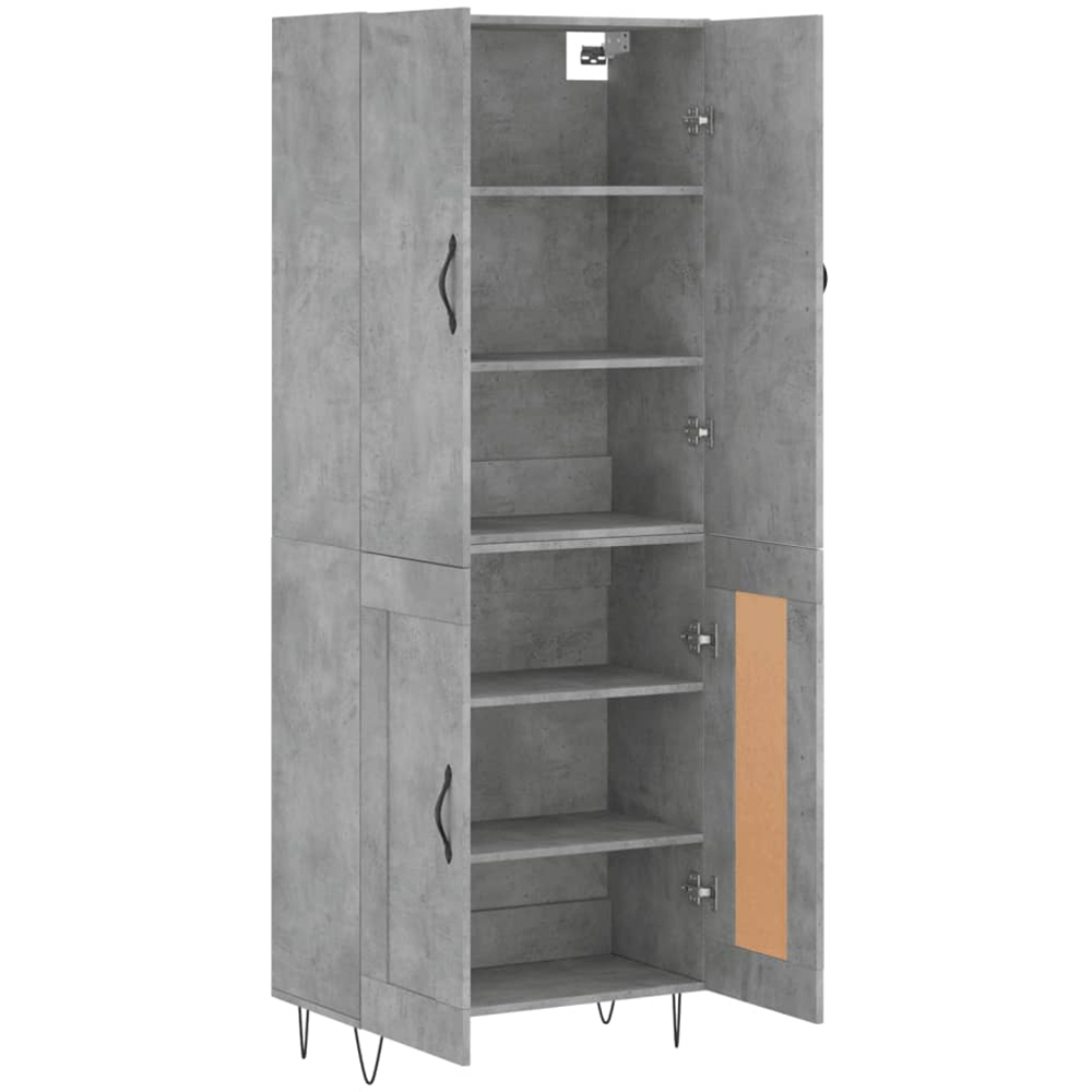 vidaXL 4 Wooden Door Concrete Grey Highboard Image 4