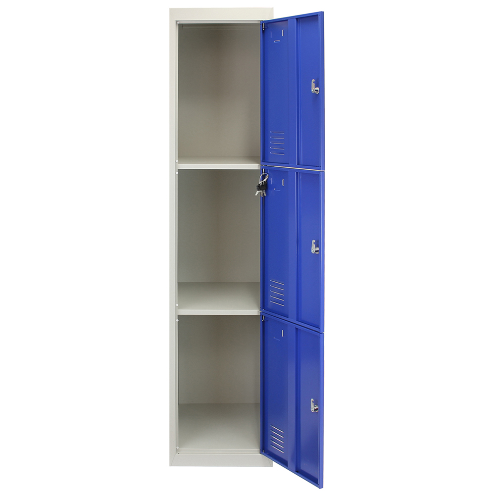 MonsterShop 3 Door Blue Metal Storage Locker Image 3