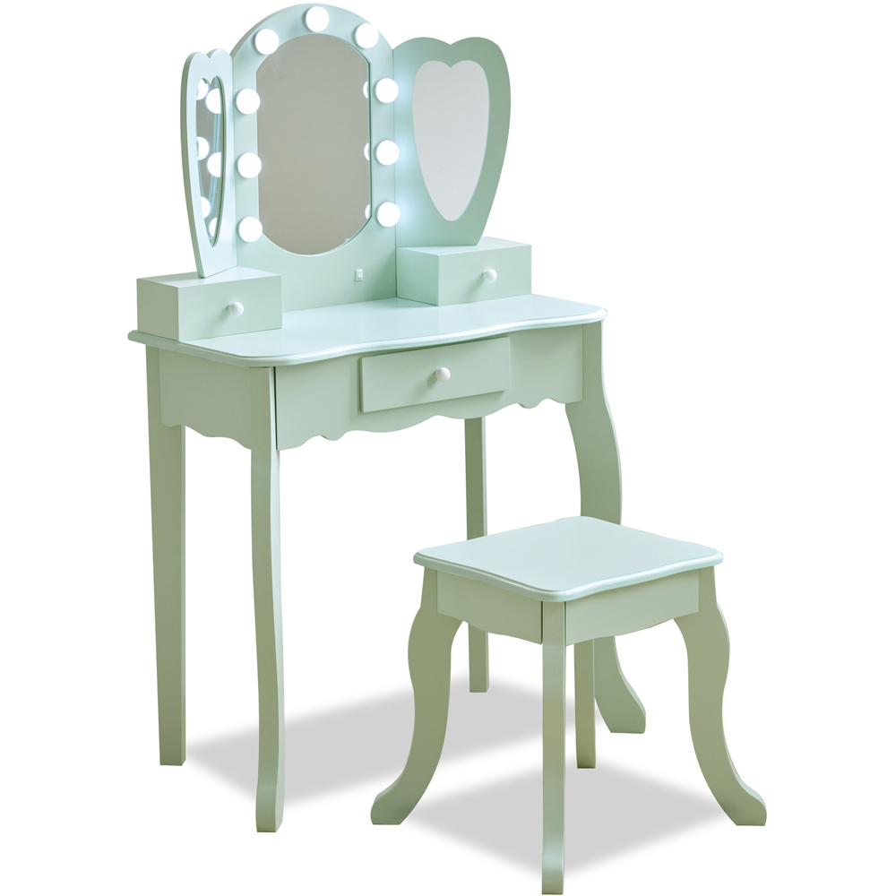 Teamson Kids Heart Glow Play 3 Drawer Sage Green LED Mirror Toy Vanity Set Image 2