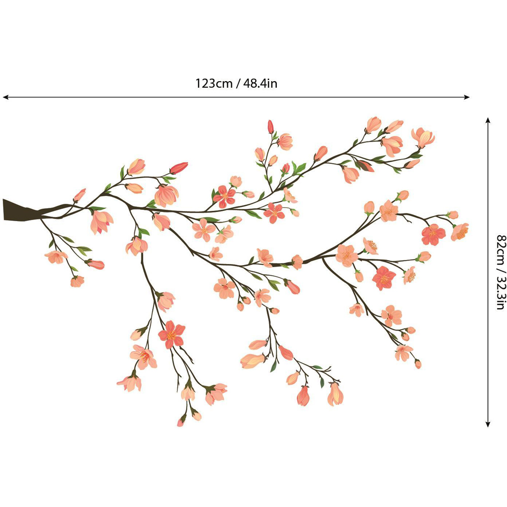 Walplus Flower Theme Delicate Peach Branch Self Adhesive Wall Stickers Image 4