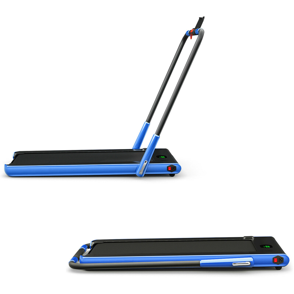 Costway 2 in 1 Blue Foldable Treadmill with Bluetooth Speaker Image 3
