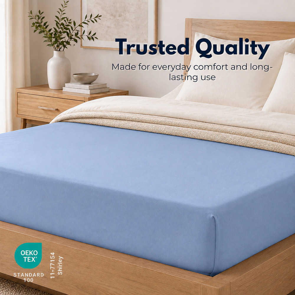 MHG Living Single Light Blue 30cm Deep Pocket Fitted Sheet Image 7