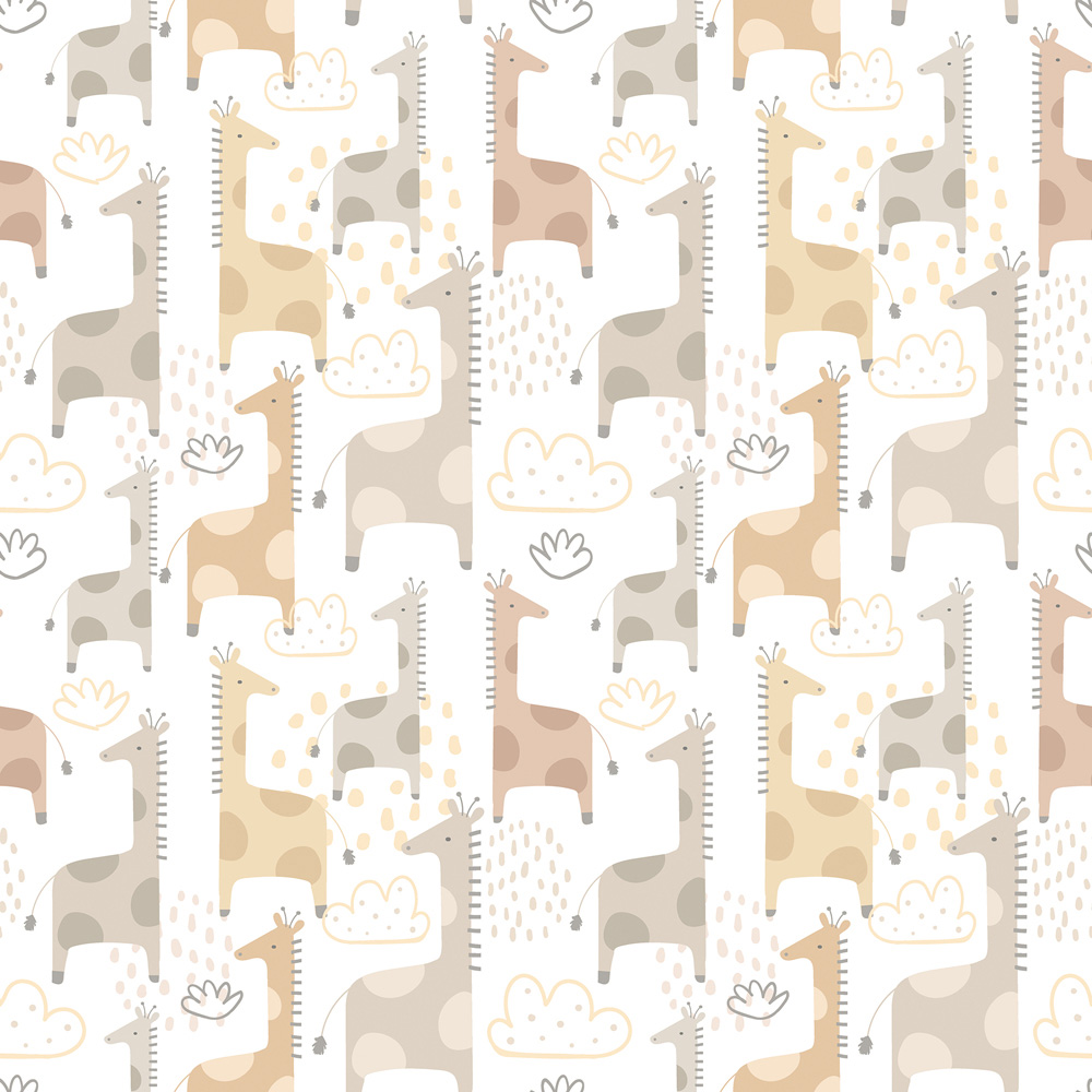 Hoopla Walls Peekaboo Giraffe Friends Marshmallow Wallpaper Image 1