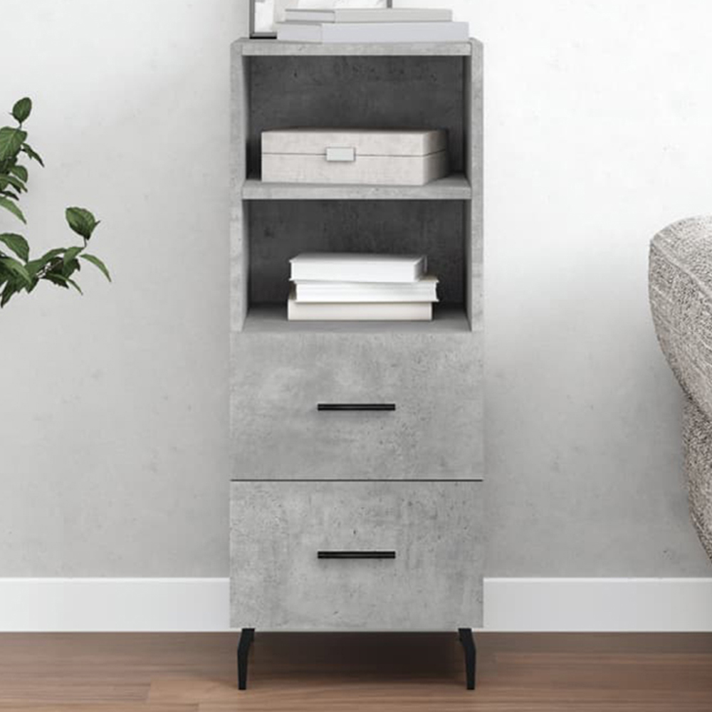 vidaXL 2 Door 2 Shelf Concrete Grey Wooden Sideboard Image 1