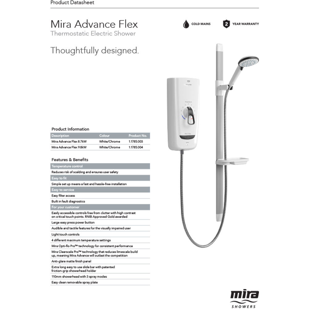 Mira Advance Flex Electric Shower 9.8kW Image 3