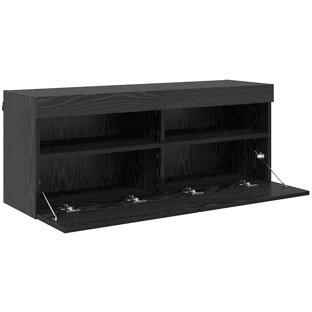 vidaXL 2 Door 2 Shelf Black Oak TV Cabinet with LED Lights Image 6