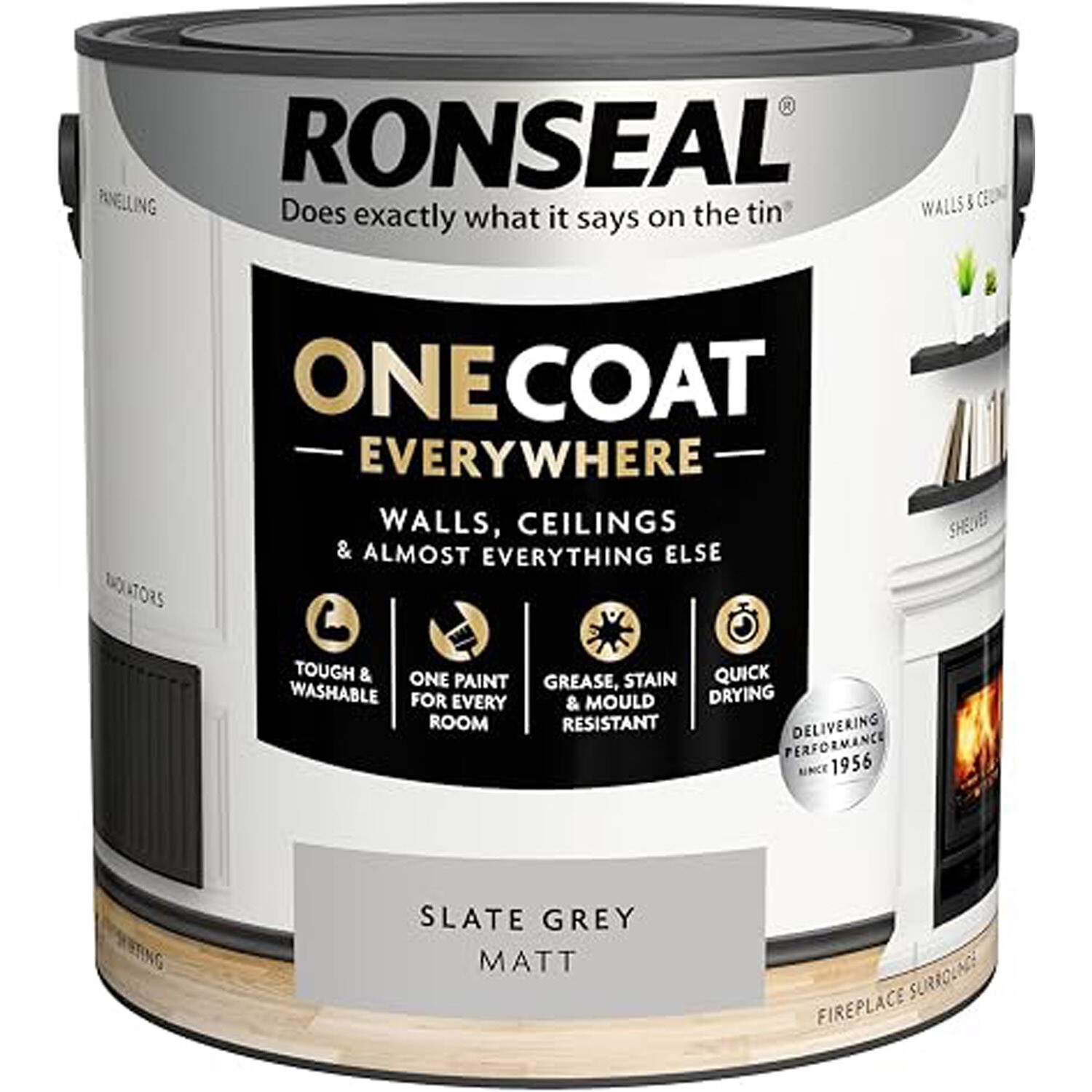Ronseal One Coat Everywhere Interior Paint Slate Grey 2.5l Image 2