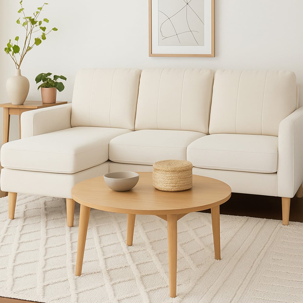 Aspire Pad 3 Seater Natural Compact Sofa with Reversible Chaise Image 1