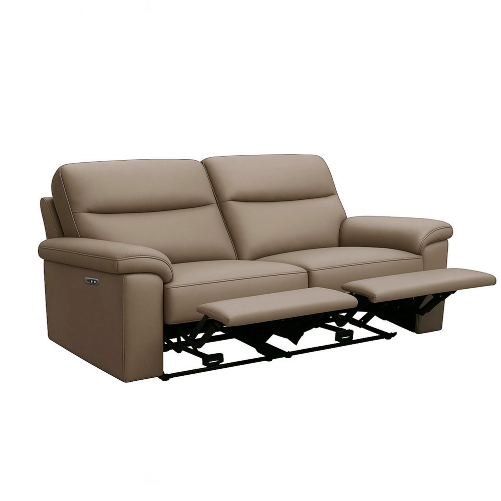 Aspire Marlowe 2 Seater Mushroom Leather Power Recliner Sofa with USB Charging Image 4