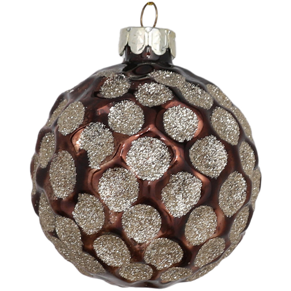 Single Decadent Bronze Brown Glitter Etched Bauble in Assorted styles Image 2