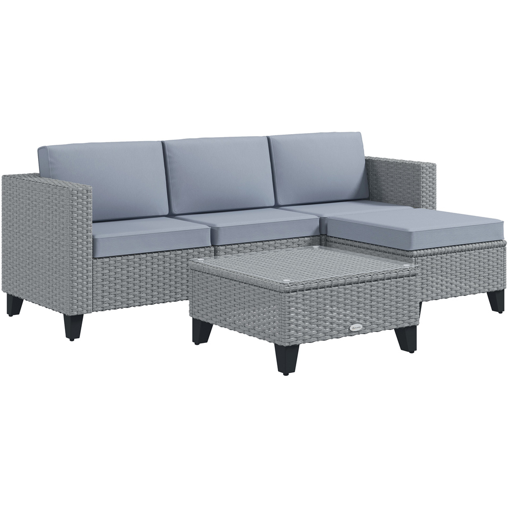 Outsunny 4 Seater Grey Rattan Sofa Lounge Set Image 2