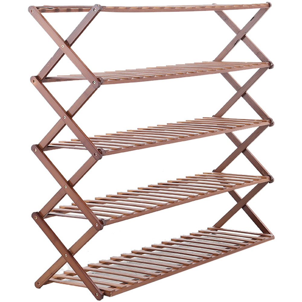 Living and Home Brown 5 Tier Bamboo Planter Stand 78cm Image 4