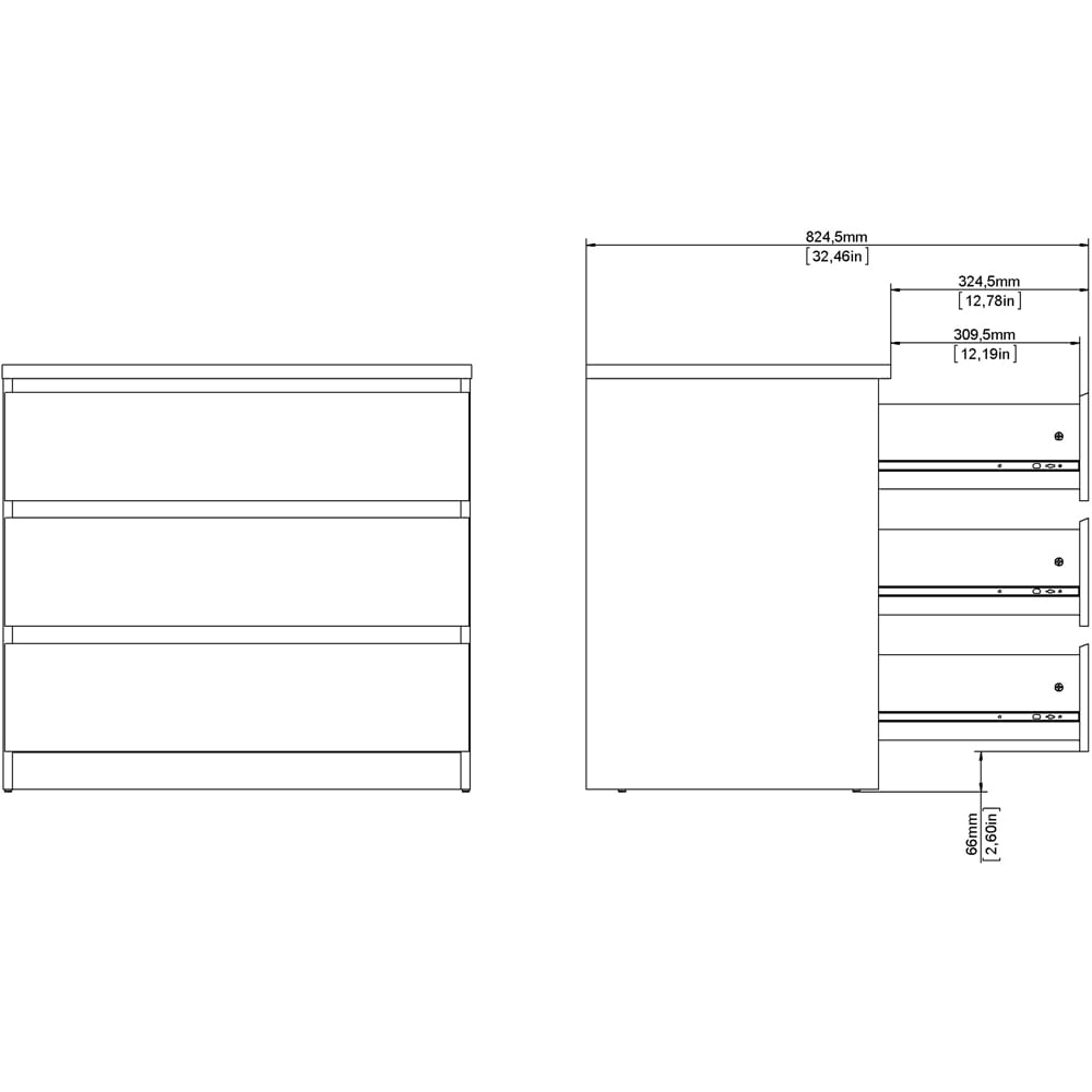 Florence Naia 3 Drawer White Chest of Drawers Image 9