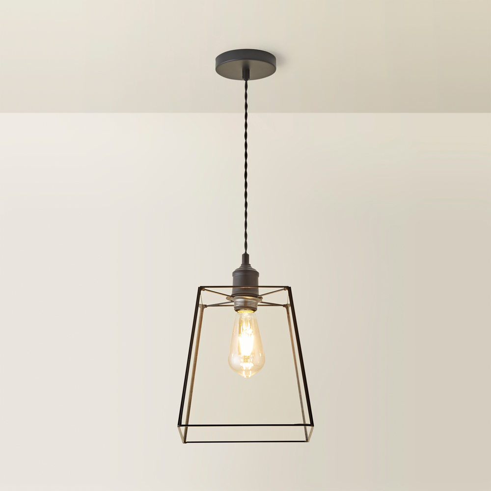 ValueLights Susie Single Glass Lantern Shade Matte Black LED Ceiling Pendant Light Image 5