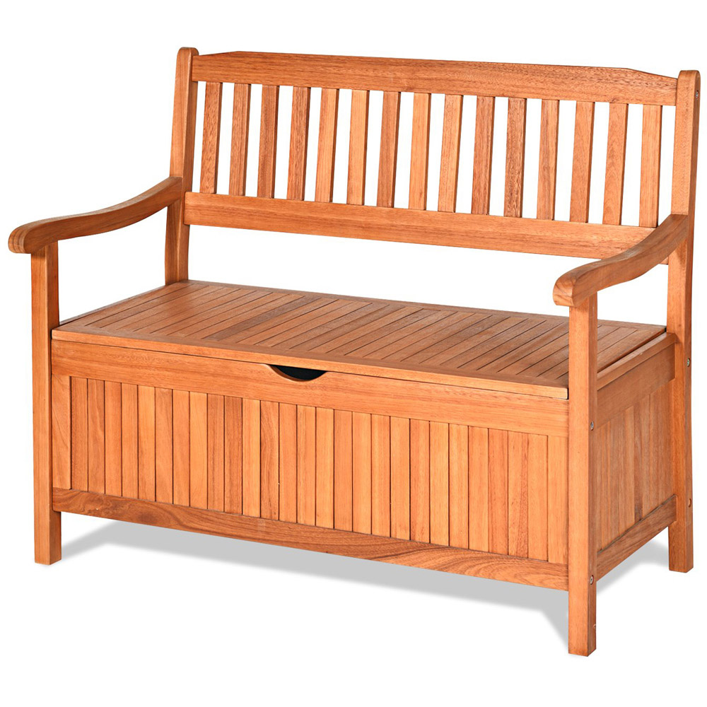 Costway Eucalyptus Patio Storage Bench Image 3