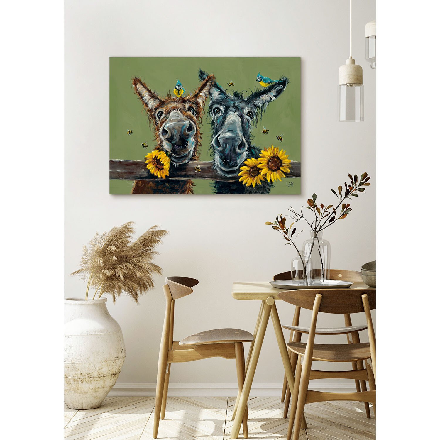 Louise Brown Donkey Duo Canvas - Multicolour Image 4