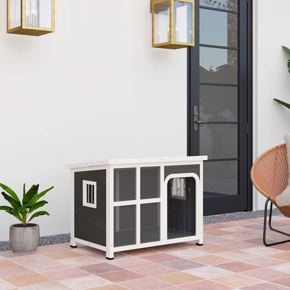 PawHut 90 x 62 x 71cm Outdoor Wooden Dog Kennel with Openable Top Image 4