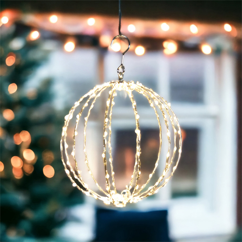 St Helens Outdoor Festive LED Copper Sphere Decoration