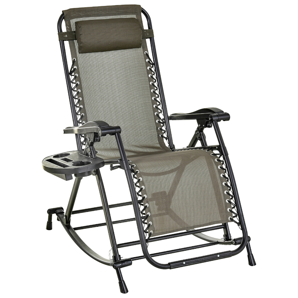 Outsunny Texteline Grey Zero Gravity Rocking Recliner Chair Image 2