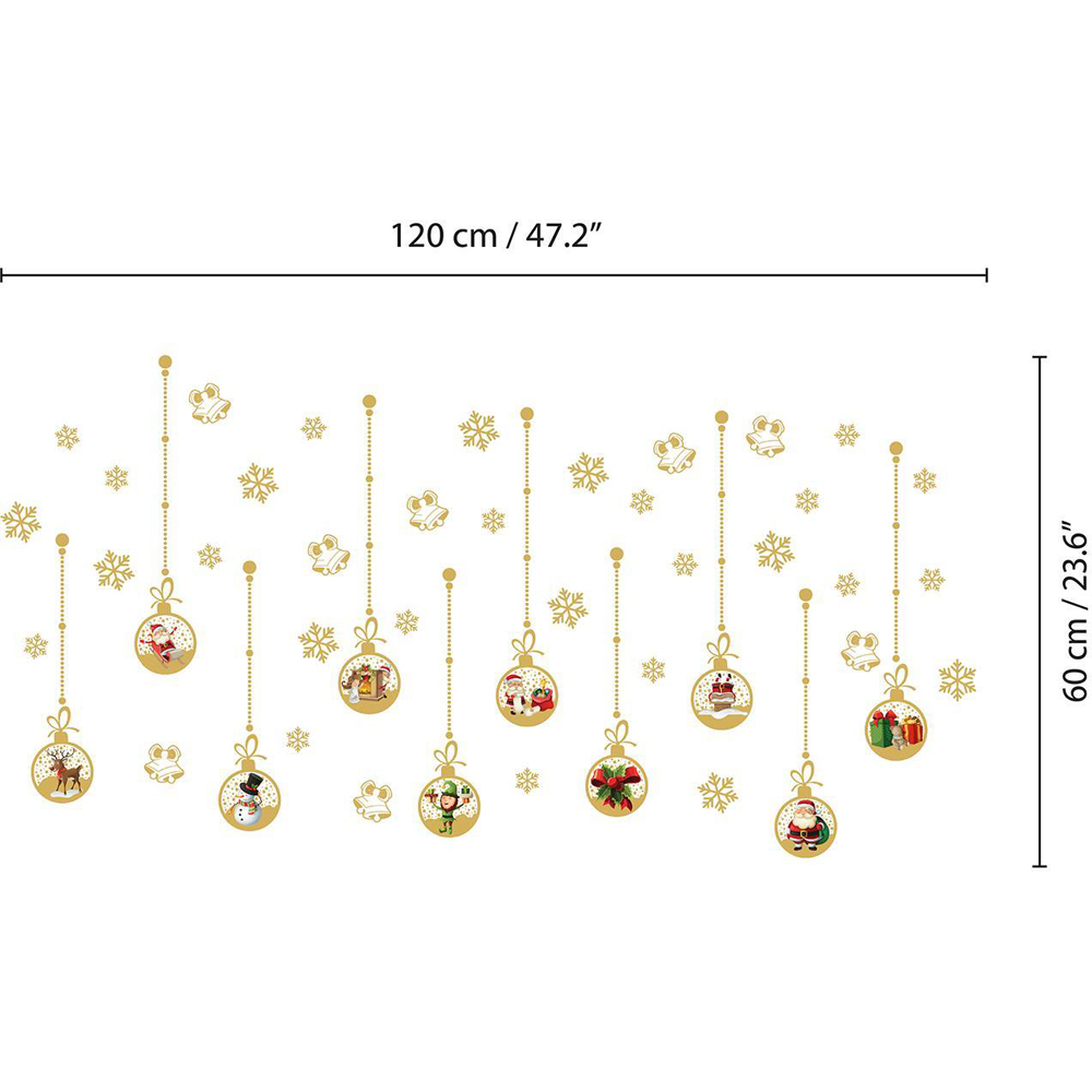 Walplus Matt Gold Christmas Ornaments Self Adhesive Wall Stickers 45 Piece Image 6