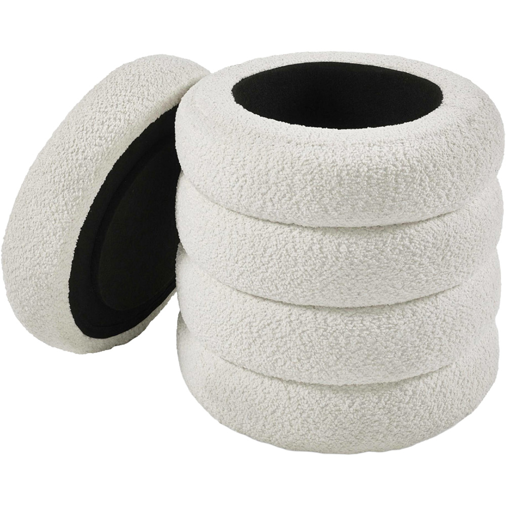 Julian Bowen Hailey Ivory Boucle Upholstered Ottoman Stool Image 2