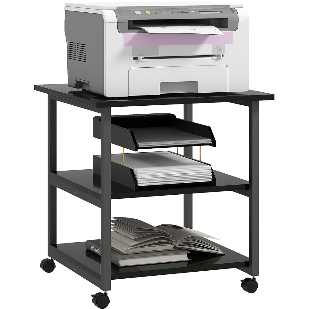 HOMCOM Black Mobile Printer Stand with Printer Storage Image 2