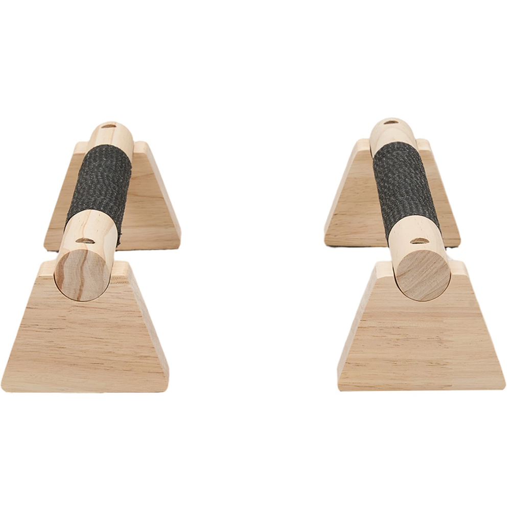 H&O Direct Natural and Black Wooden Portable Non-Slip Push Up Bar 2 Pack Image 2
