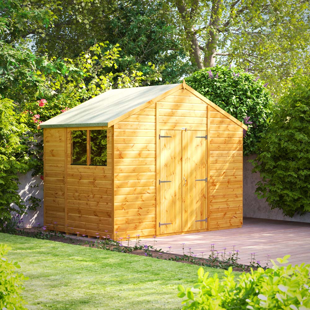 Power Sheds 6 x 10ft Double Door Apex Wooden Shed with Window Image 2