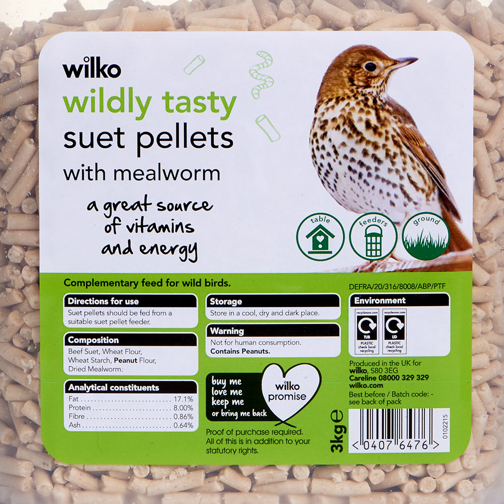Wilko Wild Bird Suet Pellets with Mealworms 3kg Image 3