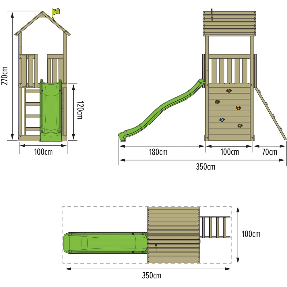 TP Skywood Kids Wooden Climbing Frame with Slide Image 4