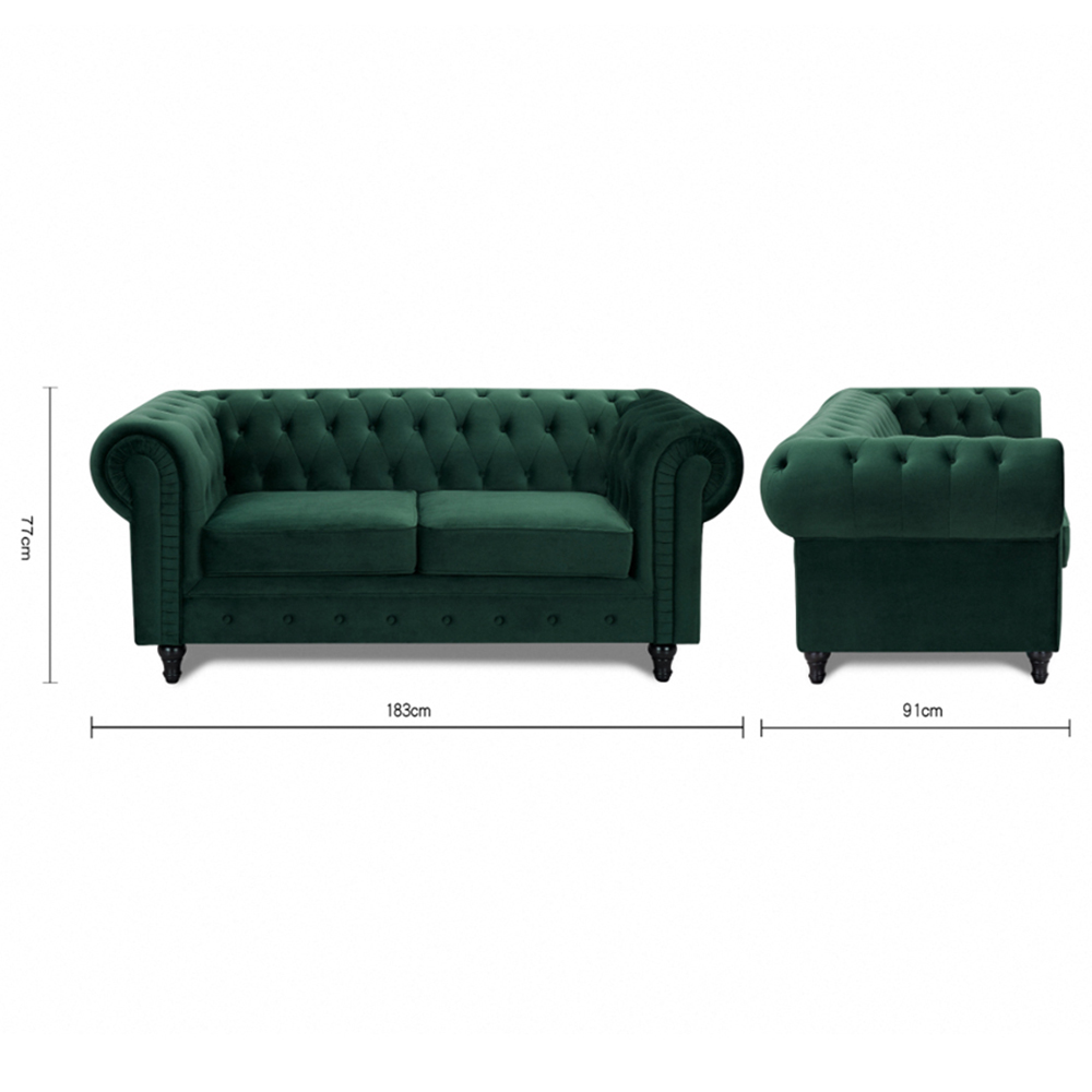 Home Detail Chesterfield 2 Seater Pleat Green Velvet Sofa Image 7