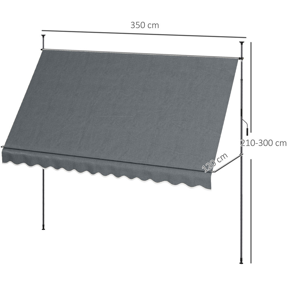 Outsunny Dark Grey Retractable Awning 3.5 x 1.2m Image 8