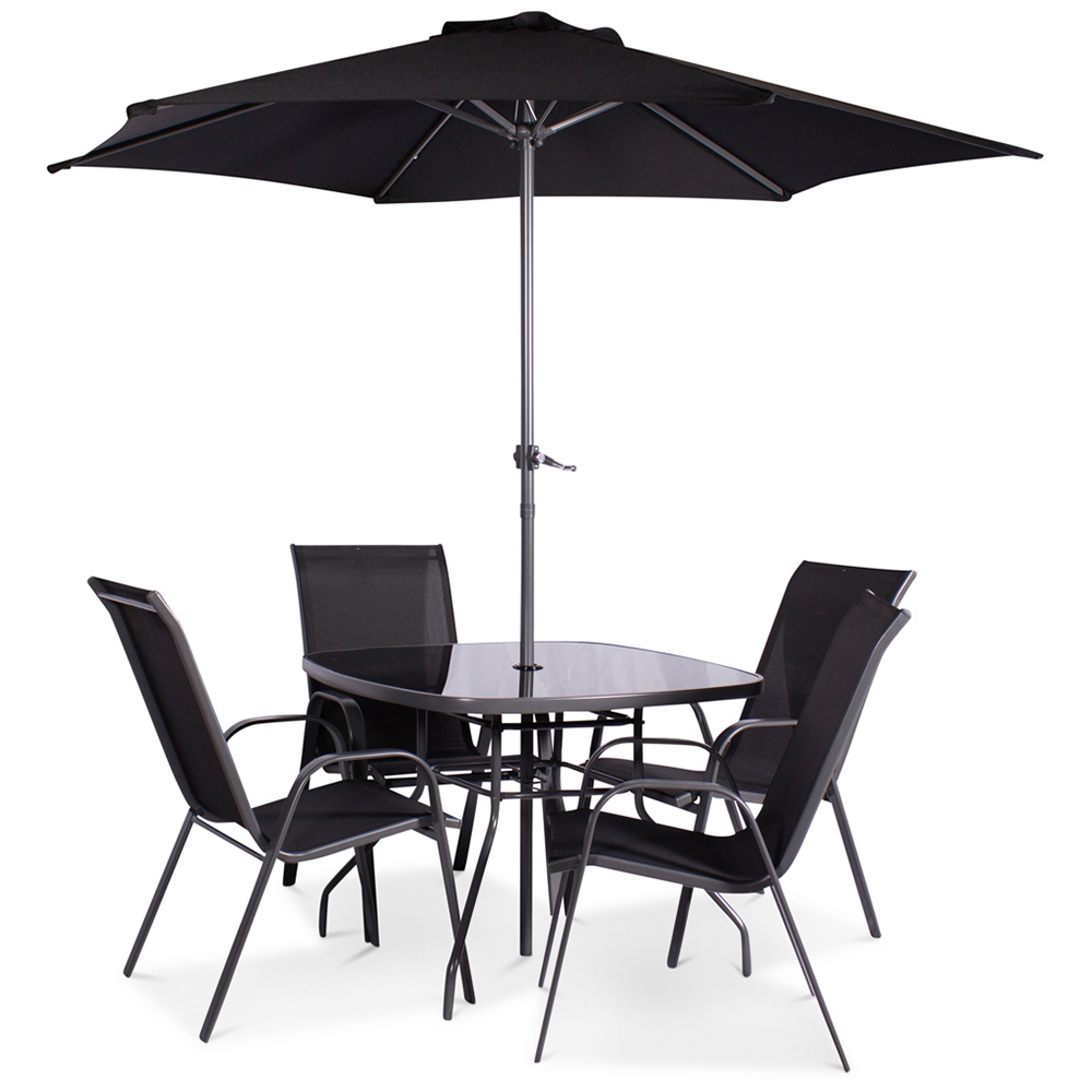 Royalcraft Rio 4 Seater Stacking Armchairs Dining Set Black Image 2