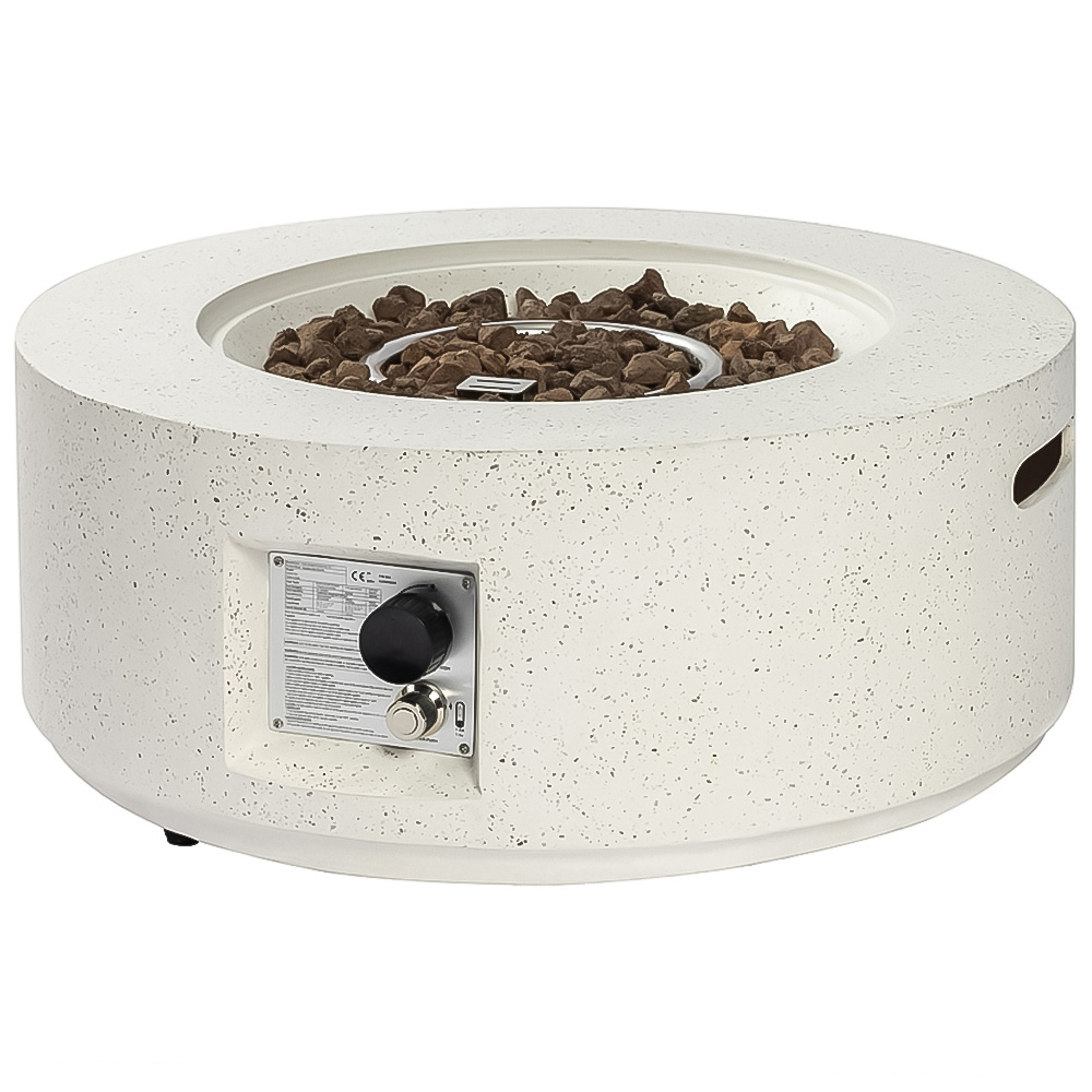 Teamson Home Ivory Round Terrazzo Outdoor Gas Fire Pit 71cm Image 3