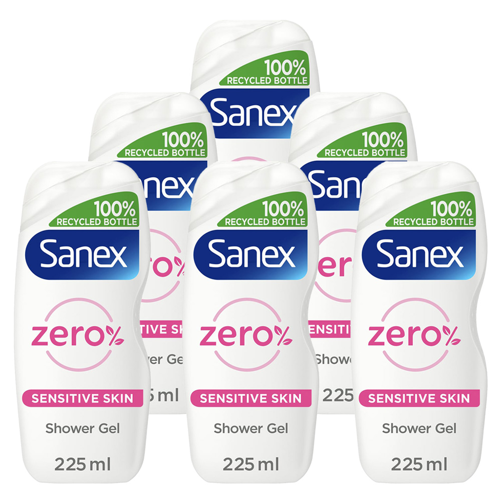 Sanex 2 in 1 Sensitive Skin Shower Gel Case of 6 x 225ml Image 1